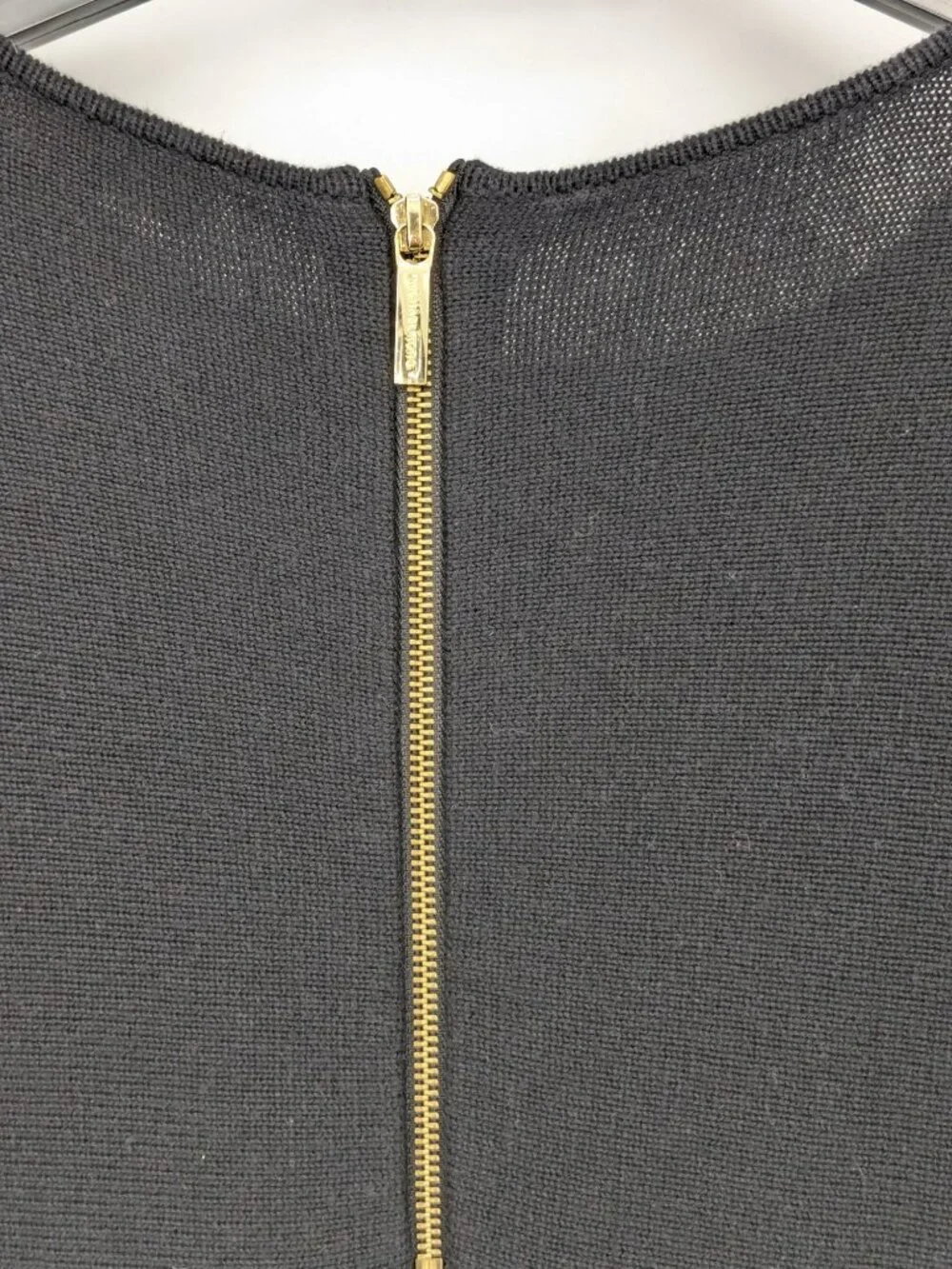 Michael Michael Kors Knit Tunic Top Gold Zipper Minimalist Designer‎ Luxe Large